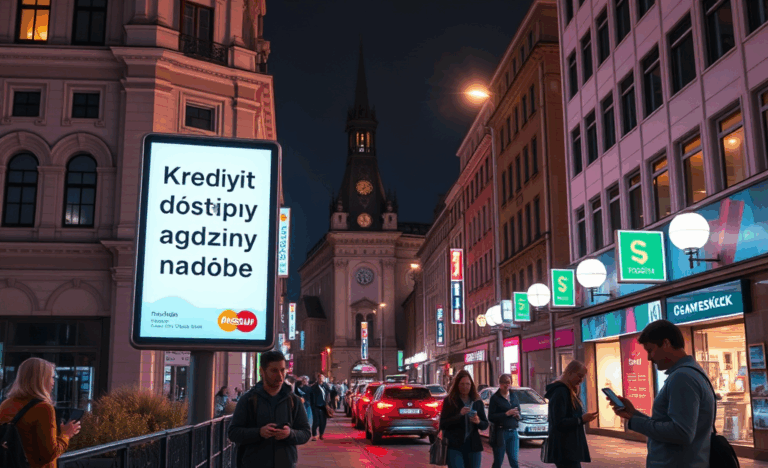 Osoba korzystająca z aplikacji bankowej na smartfonie w nocy, uzyskująca dostęp do kredytu 24h