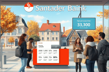 Grafika przedstawiająca proces uzyskiwania kredytu osobistego w Santander Bank