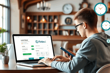 Ilustracja przedstawiająca proces uzyskiwania pożyczki online w Finbo