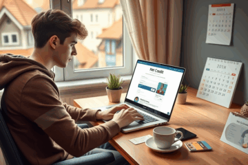Osoba korzystająca z komputera do uzyskania kredytu online w Net Credit