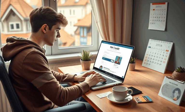 Osoba korzystająca z komputera do uzyskania kredytu online w Net Credit